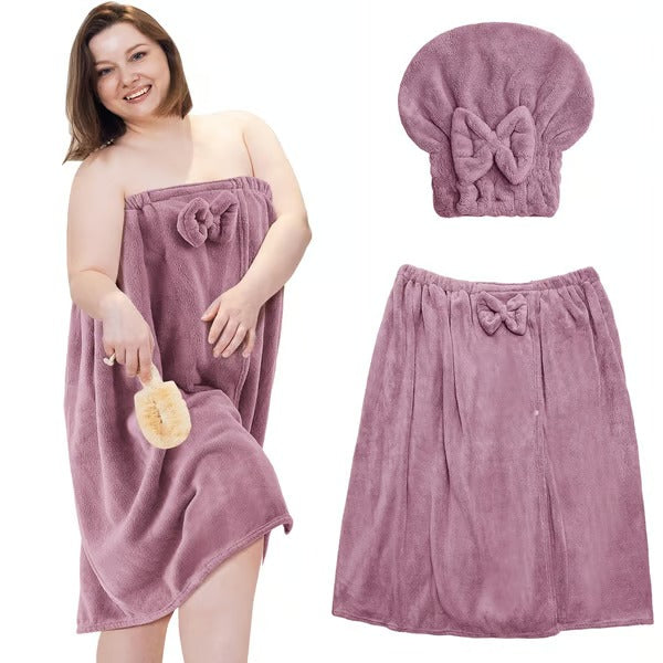 Plus Size Adjustable Bath Skirt & Shower Cap Set