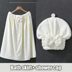 Plus Size Adjustable Bath Skirt & Shower Cap Set