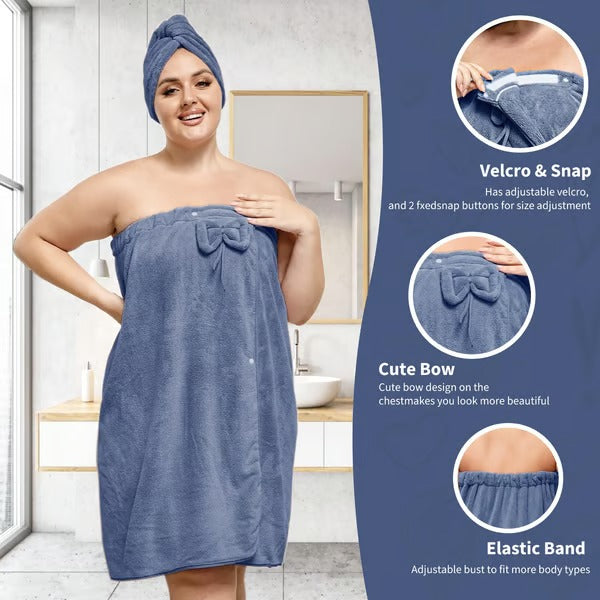 Plus Size Adjustable Bath Skirt & Shower Cap Set